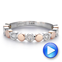  Platinum And 18k Rose Gold Platinum And 18k Rose Gold Custom Two-tone Bezel Diamond Wedding Band - Video -  104486 - Thumbnail