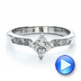 14k White Gold Custom Diamond Bezel Engagement Ring - Video -  1446 - Thumbnail
