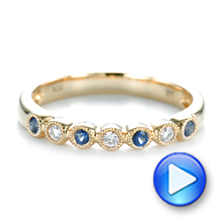 18k Yellow Gold 18k Yellow Gold Blue Sapphire And Diamond Stackable Ring - Video -  104575 - Thumbnail