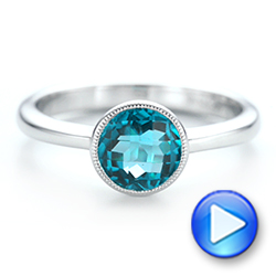  Platinum Platinum Bezel-set Blue Topaz Ring - Video -  104577 - Thumbnail