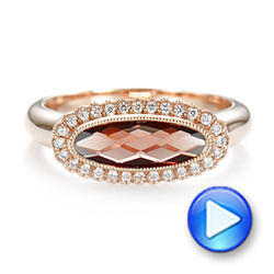 18k Rose Gold 18k Rose Gold Garnet And Diamond Halo Fashion Ring - Video -  104579 - Thumbnail