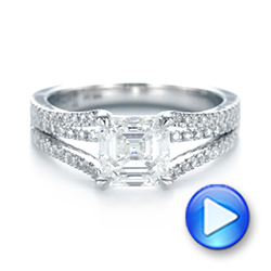 18k White Gold 18k White Gold Custom Split Shank Asscher Diamond Engagement Ring - Video -  104582 - Thumbnail