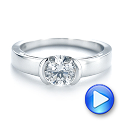  Platinum Solitaire Semi-bezel Diamond Engagement Ring - Video -  104583 - Thumbnail