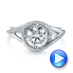 14k White Gold 14k White Gold Split Shank Wrapped Halo Diamond Engagement Ring - Video -  104584 - Thumbnail