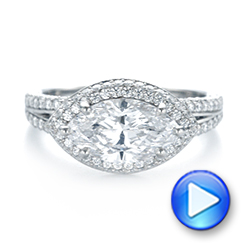 14k White Gold 14k White Gold Marquise Diamond Pave Halo Engagement Ring - Video -  104585 - Thumbnail