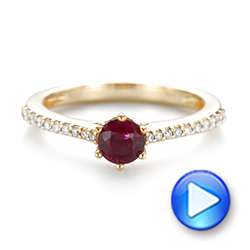 18k Yellow Gold 18k Yellow Gold Ruby And Diamond Ring - Video -  104586 - Thumbnail