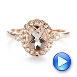 18k Rose Gold 18k Rose Gold Morganite And Diamond Halo Ring - Video -  104587 - Thumbnail