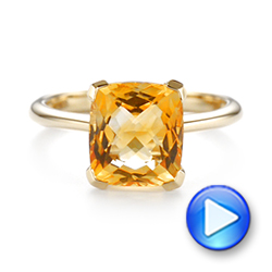 14k Yellow Gold Citrine Solitaire Fashion Ring - Video -  104590 - Thumbnail