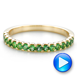 18k Yellow Gold 18k Yellow Gold Green Emerald Wedding Band - Video -  104591 - Thumbnail