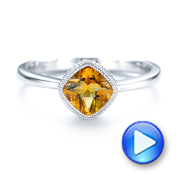 18k White Gold 18k White Gold Citrine Vintage-inspired Solitaire Ring - Video -  104594 - Thumbnail