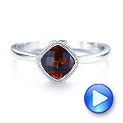 18k White Gold 18k White Gold Vintage-inspired Garnet Fashion Ring - Video -  104595 - Thumbnail