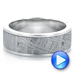 Custom Meteorite Inlay Diamond Men's Band - Video -  104616 - Thumbnail