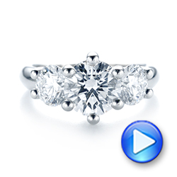 18k White Gold 18k White Gold Modern Three Stone Diamond Engagement Ring - Video -  104656 - Thumbnail