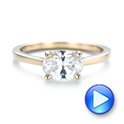 18k Yellow Gold 18k Yellow Gold East-west Solitaire Diamond Engagement Ring - Video -  104659 - Thumbnail