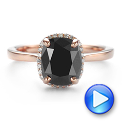 18k Rose Gold 18k Rose Gold Custom Black Diamond Halo Engagement Ring - Video -  104685 - Thumbnail