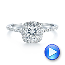 14k White Gold Custom Diamond Halo Engagement Ring - Video -  104686 - Thumbnail