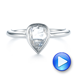  Platinum Custom Rose Cut Solitaire Bezel Diamond Engagement Ring - Video -  104687 - Thumbnail