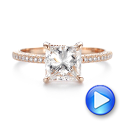 18k Rose Gold Custom Pave Diamond Engagement Ring - Video -  104690 - Thumbnail