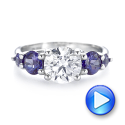 14k White Gold 14k White Gold Custom Alexandrite And Diamond Five Stone Engagement Ring - Video -  104691 - Thumbnail