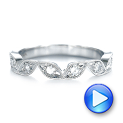 18k White Gold 18k White Gold Custom Diamond Marquise Shaped Wedding Ring - Video -  104781 - Thumbnail