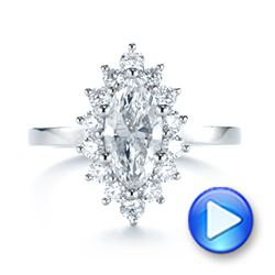 18k White Gold 18k White Gold Custom Marquise Diamond Halo Engagement Ring - Video -  104783 - Thumbnail