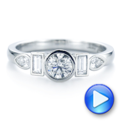 18k White Gold 18k White Gold Custom Geometric Diamond Engagement Ring - Video -  104786 - Thumbnail