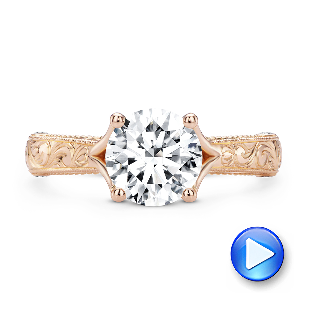 18k Rose Gold Viral Vintage-inspired Engagement Ring - Video -  104813 - Thumbnail