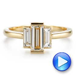 18k Yellow Gold 18k Yellow Gold Custom Three Stone Diamond Engagement Ring - Video -  104826 - Thumbnail