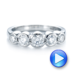 18k White Gold 18k White Gold Custom Five Stone Diamond Anniversary Band - Video -  104828 - Thumbnail