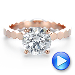 14k Rose Gold Custom Hexagon Solitaire Diamond Engagement Ring - Video -  104858 - Thumbnail