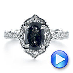 18k White Gold 18k White Gold Salt And Pepper Diamond Modified Halo Engagement Ring - Video -  104863 - Thumbnail