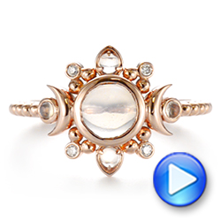 14k Rose Gold Custom Moonstone And Diamond Engagement Ring - Video -  104874 - Thumbnail
