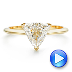 18k Yellow Gold Custom Trillion Diamond Solitaire Engagement Ring - Video -  104875 - Thumbnail