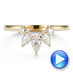14k Yellow Gold Custom Contoured Pear Diamond Wedding Ring - Video -  104982 - Thumbnail