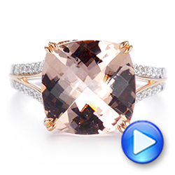 14k Rose Gold Morganite And Diamond Fashion Ring - Video -  105009 - Thumbnail