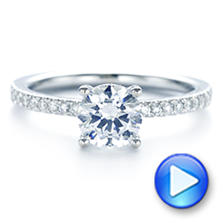 14k White Gold Custom Classic Diamond Engagement Ring - Video -  105068 - Thumbnail