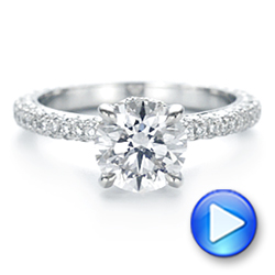 18k White Gold 18k White Gold Pave Diamond Hidden Halo Engagement Ring - Video -  105116 - Thumbnail