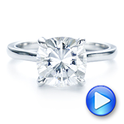 14k White Gold Custom Moissanite And Hidden Halo Diamond Engagement Ring - Video -  105119 - Thumbnail