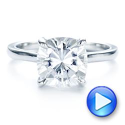  Platinum Platinum Custom Moissanite And Hidden Halo Diamond Engagement Ring - Video -  105119 - Thumbnail