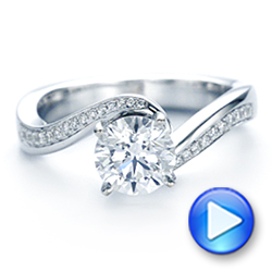 18k White Gold 18k White Gold Custom Swirled Wrap Diamond Engagement Ring - Video -  105120 - Thumbnail