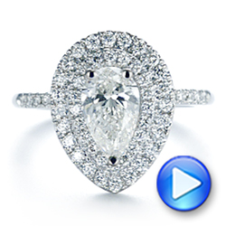  Platinum Platinum Dainty Double Halo Pear Diamond Engagement Ring - Video -  105121 - Thumbnail