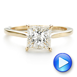 14k Yellow Gold Princess Cut Diamond Engagement Ring - Video -  105124 - Thumbnail
