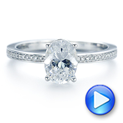 14k White Gold Oval Diamond Hidden Halo Engagement Ring - Video -  105126 - Thumbnail