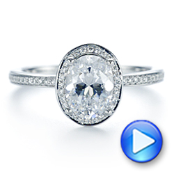 18k White Gold Oval Diamond Halo Engagement Ring - Video -  105128 - Thumbnail