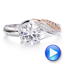 18k Rose Gold Custom Two-tone Moissanite And Diamond Wrap Engagement Ring - Video -  105158 - Thumbnail