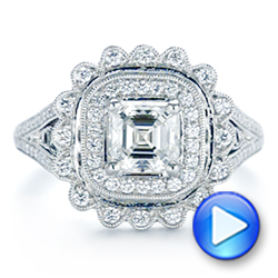  Platinum Floral Double Halo Celtic Knot Diamond Engagement Ring - Video -  105162 - Thumbnail