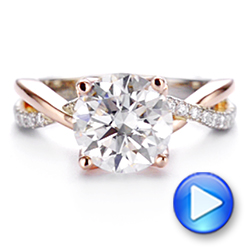 18k Rose Gold 18k Rose Gold Floral Two-tone Moissanite And Diamond Engagement Ring - Video -  105163 - Thumbnail