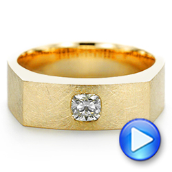 18k Yellow Gold Cushion Cut Diamond Men's Band - Video -  105165 - Thumbnail