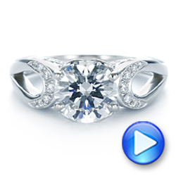 14k White Gold Filigree Split Shank Diamond Engagement Ring - Video -  105194 - Thumbnail