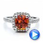 14k White Gold 14k White Gold Custom Diamond And Orange Sapphire Engagement Ring - Video -  1452 - Thumbnail